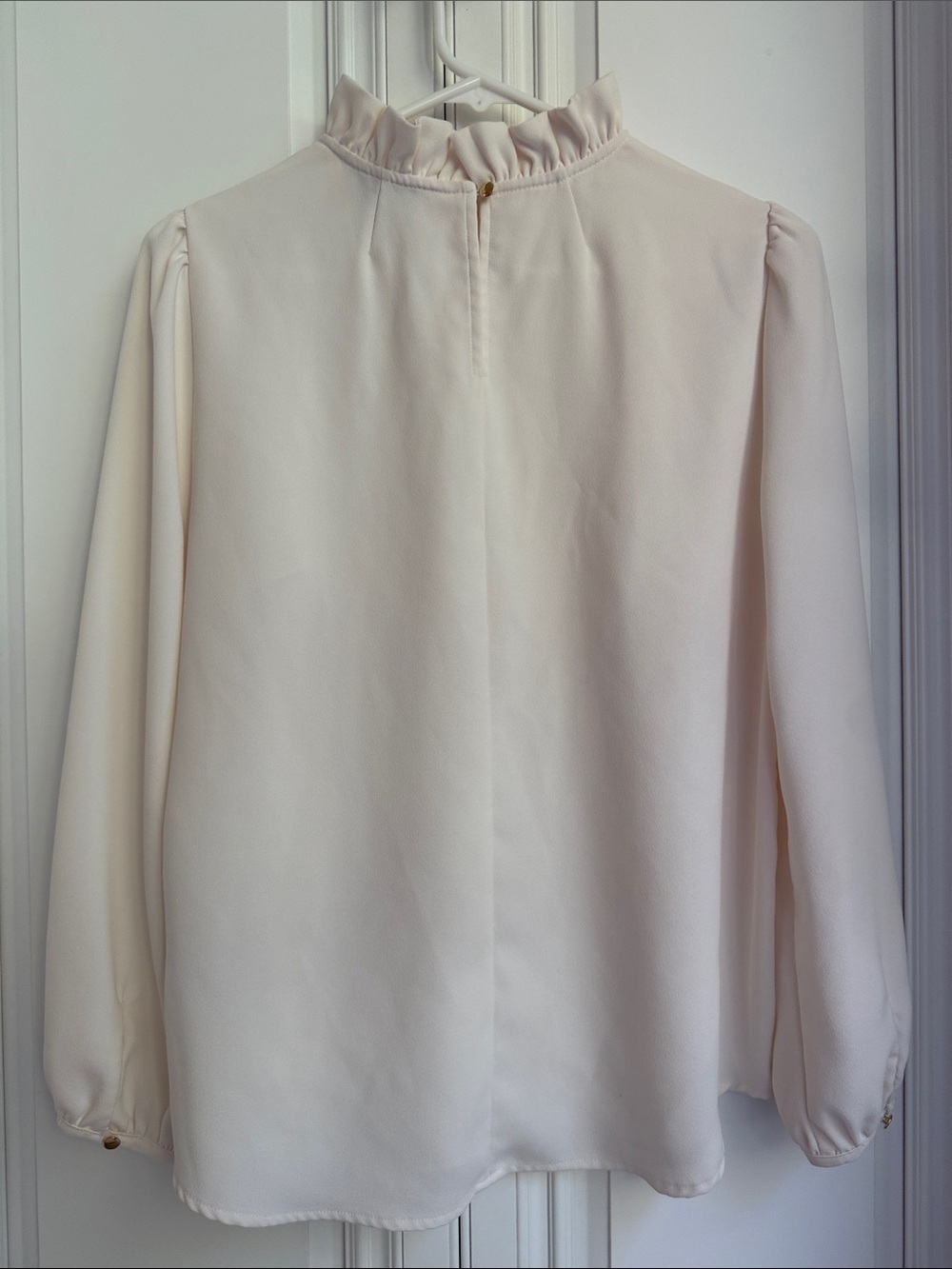 J. Crew Ruffled Neck Long Sleeve Blouse - Cream - Picture 3 of 4